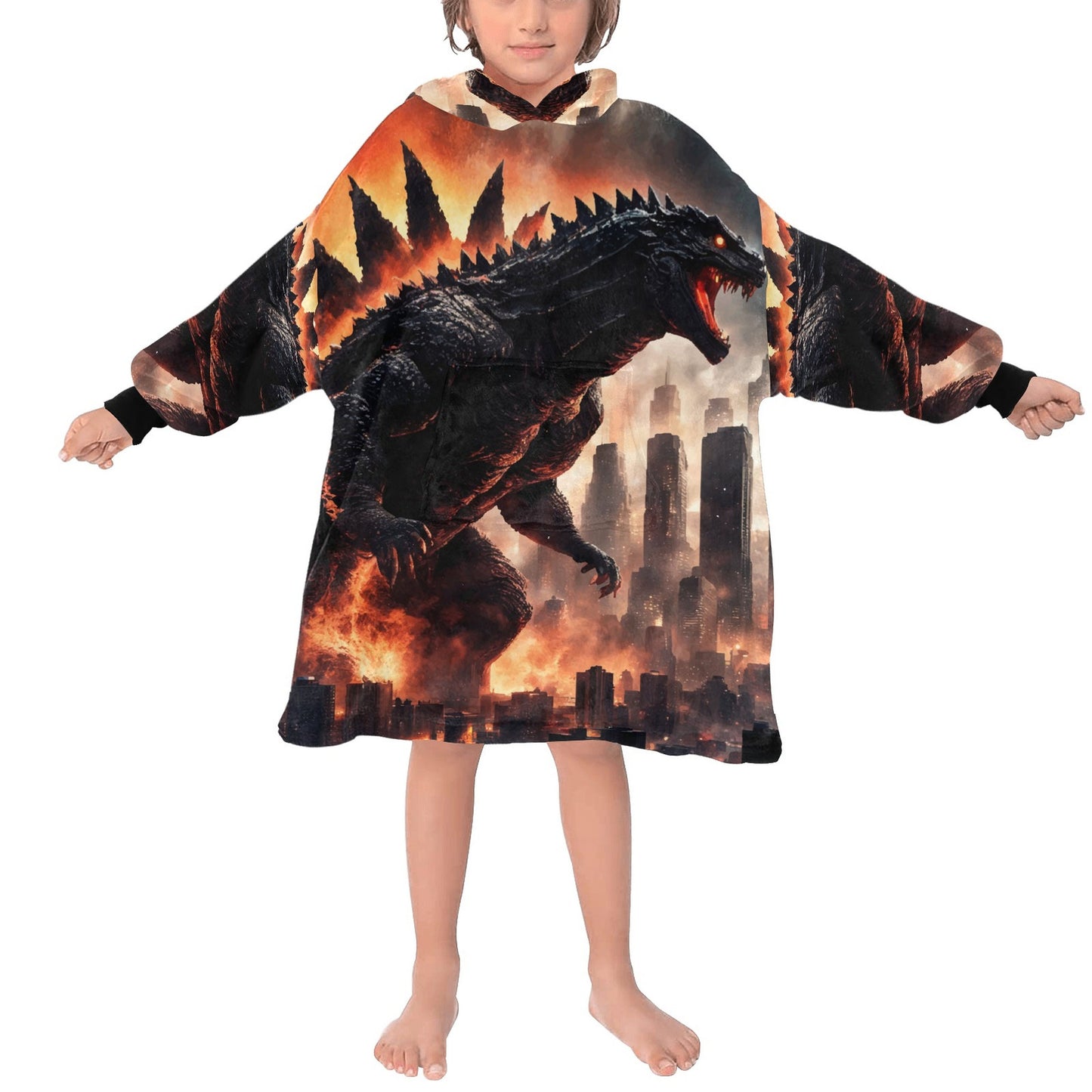 Godzilla Kids Blanket Hoodie Godzilla Gojira Kaiju