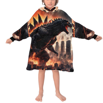 Godzilla Kids Blanket Hoodie Godzilla Gojira Kaiju