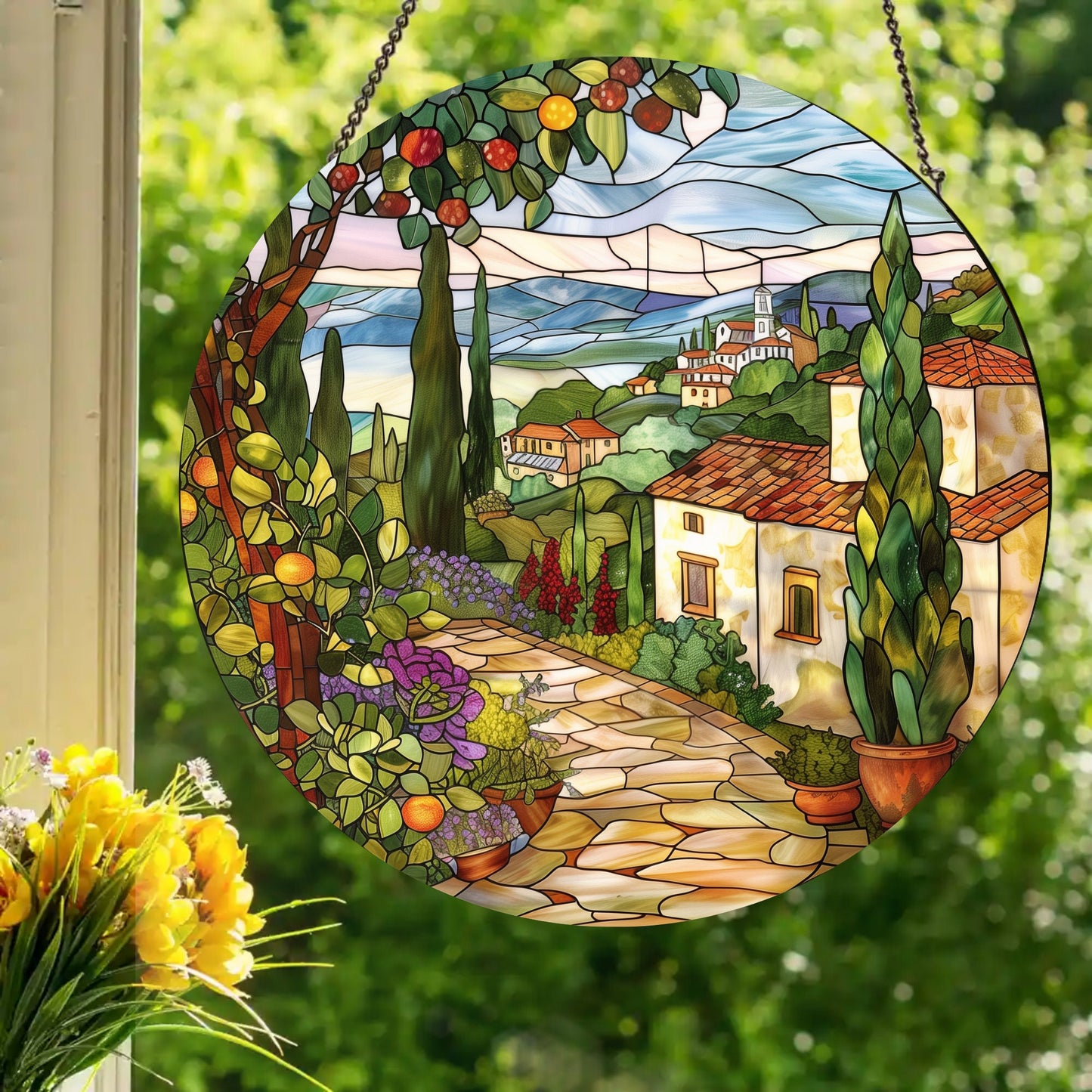 Italian Villa: Stained Glass Style Window Hanging