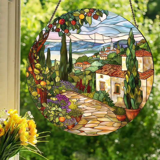 Italian Villa: Stained Glass Style Window Hanging