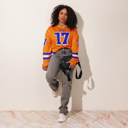 Unisex Oversized Racing Hockey Jersey– Orange & Blue IndyCar-Inspired Jersey with Racing Number 17