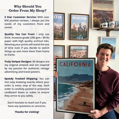 Grand Canyon Wall Art, Grand Canyon Poster, National Park Print | Vintage National Park Poster | Unique Hiking Gift for National Park Lover