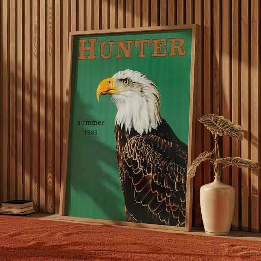 Vintage Bald Eagle Print Retro Outdoors Hunting Poster Travel Poster Cabin Cottage Wall Art Outdoor Sports Dad For him Gift for Hunter