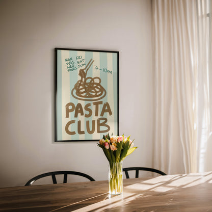 Pasta Club Kitchen Print: Retro Foodie Art
