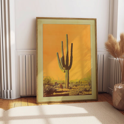 Vintage Saguaro Cactus Print, The Sonoran Desert Print Retro Outdoors Poster, Arizona Cabin Cottage Wall Art, Botanical Cacti Desert Art