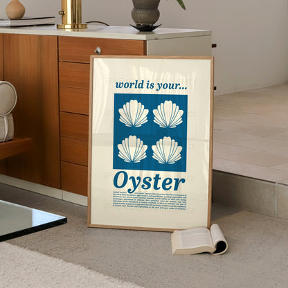 World Is Your Oyster Print, Coastal Decor, Kitchen Art, Kitchen Print, Kitchen Poster, Oyster print, Trendy Wall Art, Minimalist