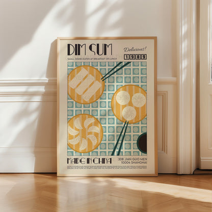 Dim Sum Poster, Kitchen Art, Kitchen Poster, Kitchen Wall Decor, Dumplings Poster, Modern Kitchen Decor, Illustration, Chinese Art