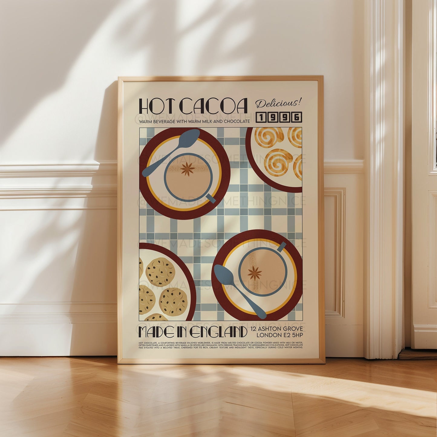 Hot Chocolate Print, Drink Poster, Modern Kitchen Decor, Retro Poster, Pop Art, Kitchen Art, Exhibition Poster, Illustration, Coffee Lover