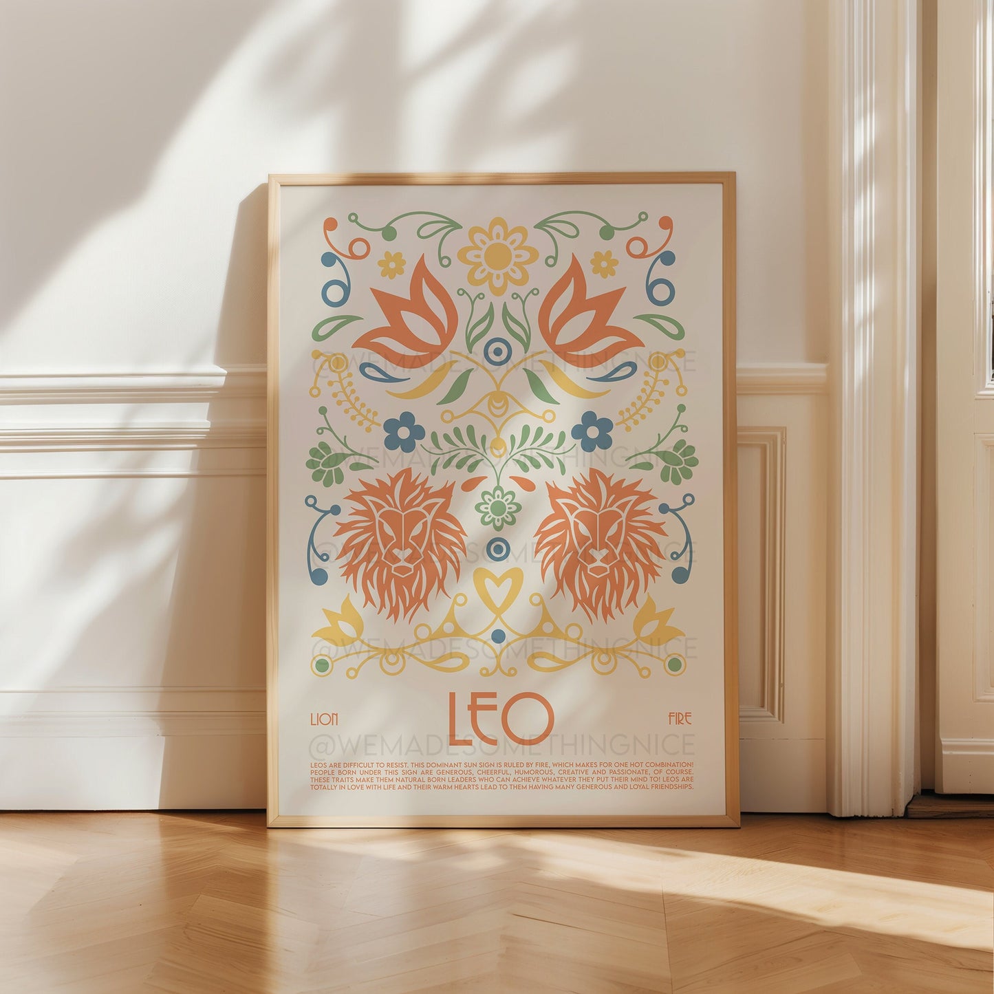 Leo Poster, Horoscope Print, Astrological Wall Art, Tarot, Exhibition Poster, Zodiac Poster, Birthday Present, Boho, Housewarming, Bedroom
