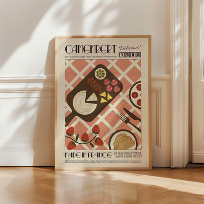 Cheese Poster, Camembert Print, Kitchen Poster, Kitchen Print, Food Print, Modern Kitchen Decor, Retro Poster, Pop Art, Kitchen Art