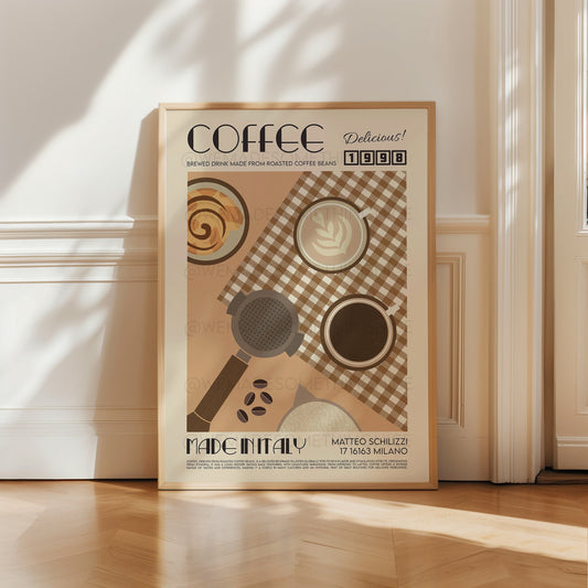 Coffee Print, Kitchen Art, Kitchen Poster, Kitchen Print, Modern Kitchen Decor, Retro Poster, Exhibition Poster, Coffee Lover