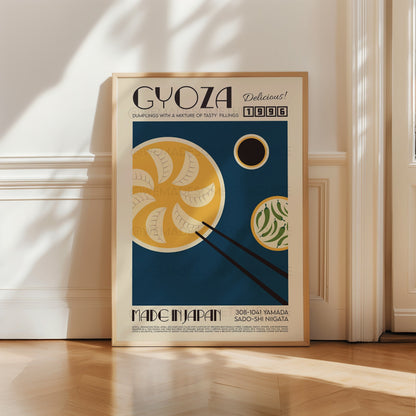 Gyoza Poster, Kitchen Poster, Kitchen Print, Food Print, Modern Kitchen Decor, Illustration, Japanese, Food, Dumplings, Retro Wall Art