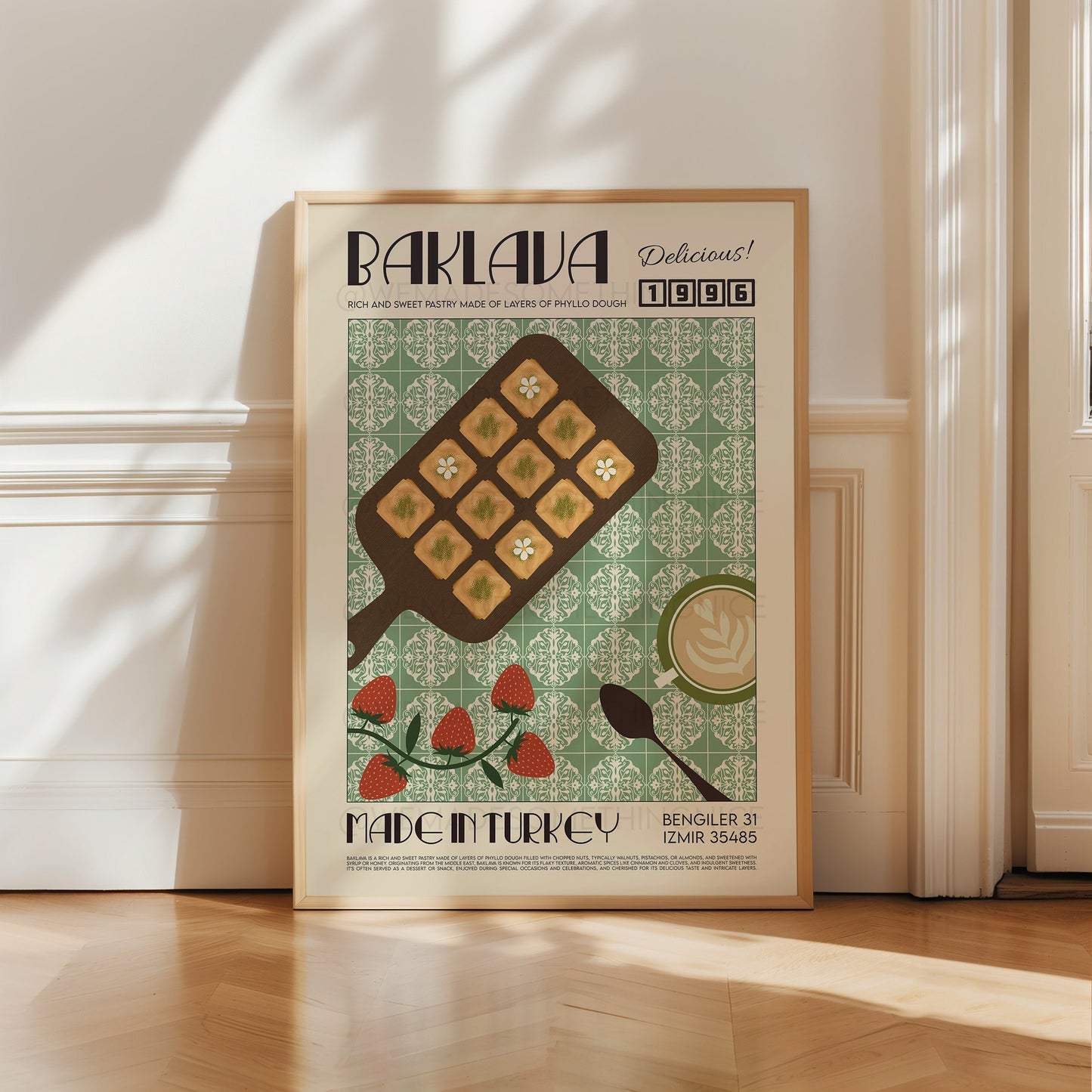 Baklava Print, Kitchen Poster, Kitchen Print, Dessert Poster, Modern Kitchen Decor, Retro Poster, Pop Art, Kitchen Art, Exhibition Poster