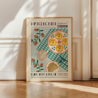 Portuguese Pastel De Nata Poster, Kitchen Poster, Kitchen Print, Food Poster, Modern Kitchen Decor, Retro Poster, Pop Art, Kitchen Art