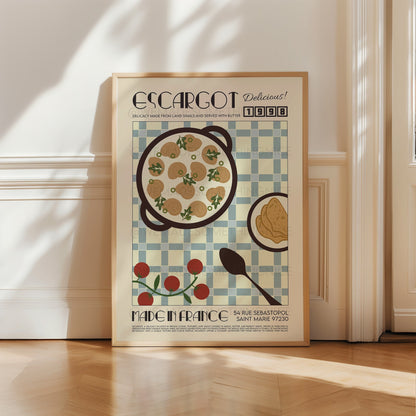 French Escargot Poster, Kitchen Poster, Kitchen Print, Food Poster, Modern Kitchen Decor, Retro Poster, Kitchen Art, Exhibition Poster