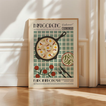Nasi Goreng Poster, Kitchen Poster, Kitchen Print, Food Print, Modern Kitchen Decor, Chef Print, Exhibition Poster, Retro Wall Art