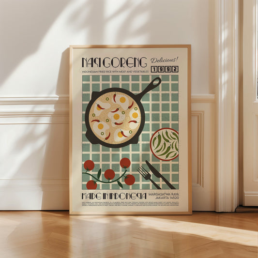 Nasi Goreng Poster, Kitchen Poster, Kitchen Print, Food Print, Modern Kitchen Decor, Chef Print, Exhibition Poster, Retro Wall Art