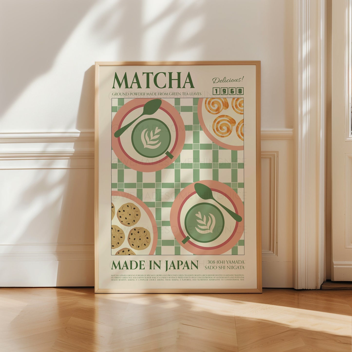 Matcha Poster, Kitchen Art, Kitchen Poster, Kitchen Print, Food Poster, Modern Kitchen Decor, Home Decor, Wall Art, Retro Wall Art