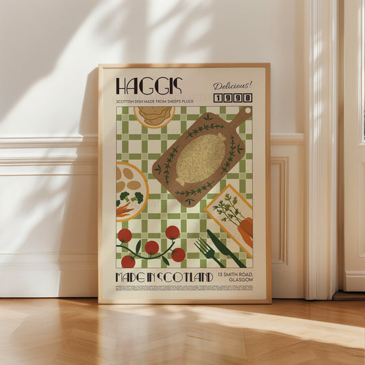 Haggis Poster, Retro Food Print, Modern Kitchen Decor, Retro Poster, Pop Art, Kitchen Art, Exhibition Poster, Housewarming, Scotland