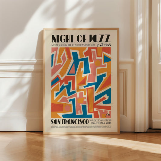 San Francisco Jazz Poster, Music Print, Music Poster, Kitchen Art, Music Lover, Lyrics Poster, Wall Art, Home Decor, Mid Century Modern