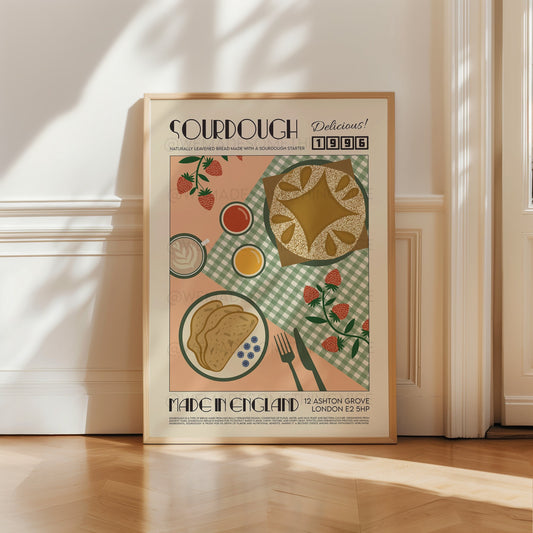 Sourdough Print, Kitchen Art, Kitchen Print, Food Poster, Modern Kitchen Decor, Retro Poster, Pop Art, Kitchen Art, Exhibition Poster