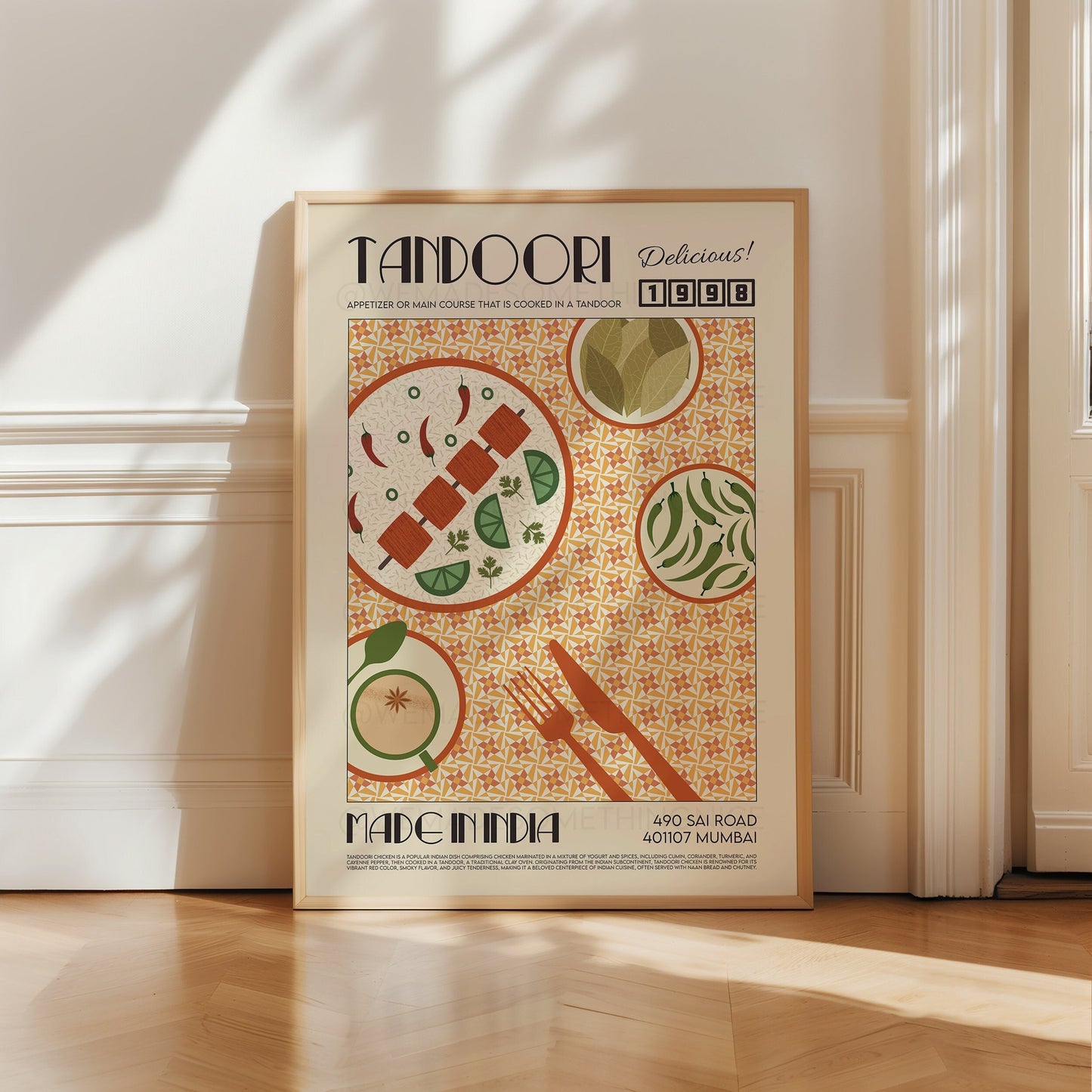 Tandoori Poster, Kitchen Poster, Kitchen Print, Modern Kitchen Decor, Travel Poster, Exhibition Poster, Retro Wall Art