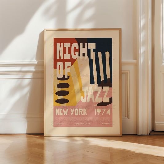 Jazz Poster, Music Print, Music Poster, Kitchen Art, Music Lover, Lyrics Poster, Wall Art, Home Decor, Mid Century Modern