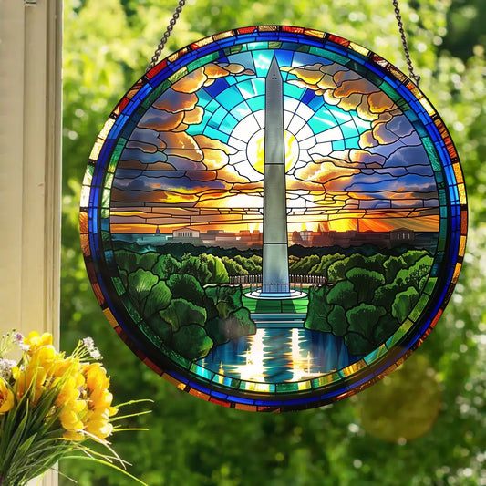 Washington Monument: Stained Glass Style Window Hanging