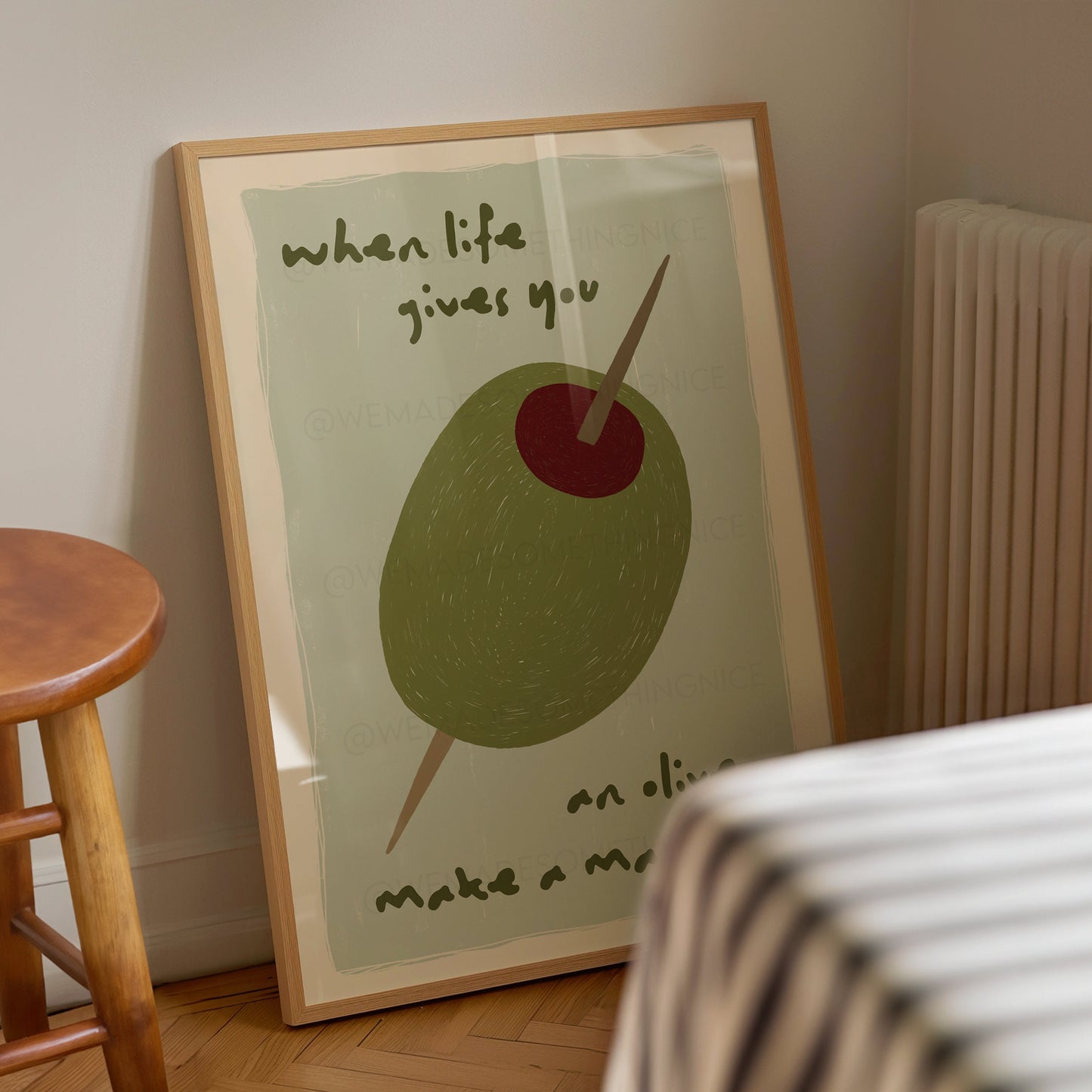 Olive Poster, Kitchen Art, Kitchen Poster, Kitchen Print, Cocktail, Trendy Wall Art, Maximalist Wall Art, Apartment Decor, Retro Wall Art