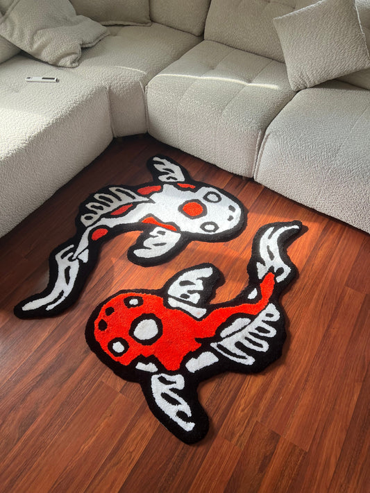 Koi Yin Yang Fish Tuft RUG | %100 Handmade | Asian Custom Tufting