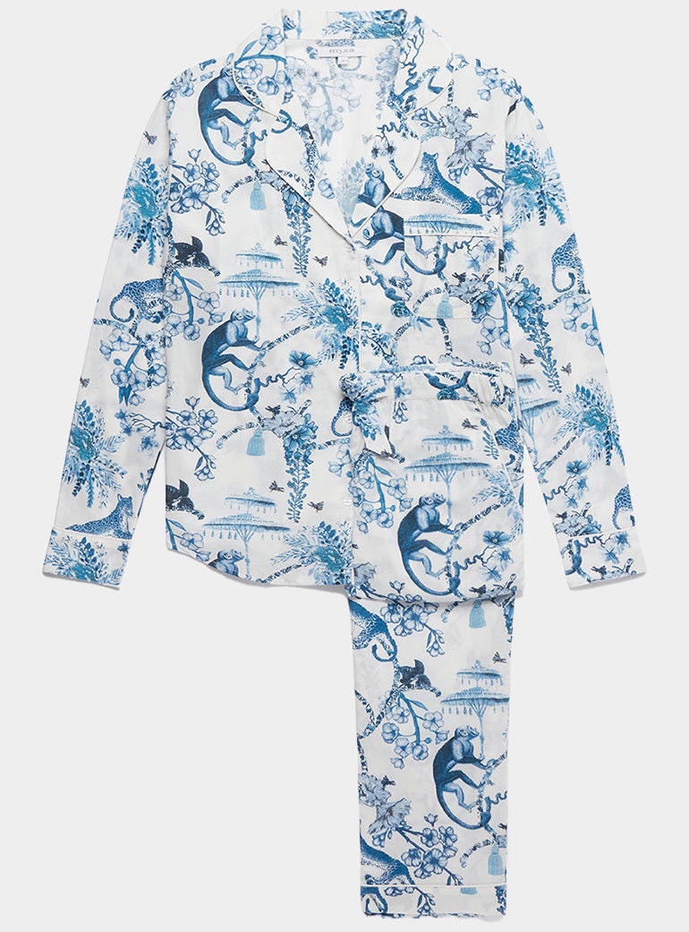 Chinoiserie Whimsy Women’s Pyjama Trouser Set | Organic Cotton Long Sleeve PJs | Elegant Artistic Print Sleepwear for Her