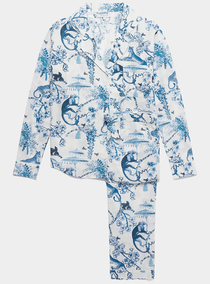 Chinoiserie Whimsy Women’s Pyjama Trouser Set | Organic Cotton Long Sleeve PJs | Elegant Artistic Print Sleepwear for Her