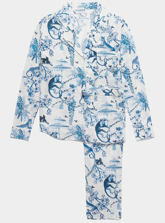 Chinoiserie Whimsy Women’s Pyjama Trouser Set | Organic Cotton Long Sleeve PJs | Elegant Artistic Print Sleepwear for Her