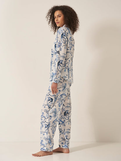 Chinoiserie Whimsy Women’s Pyjama Trouser Set | Organic Cotton Long Sleeve PJs | Elegant Artistic Print Sleepwear for Her