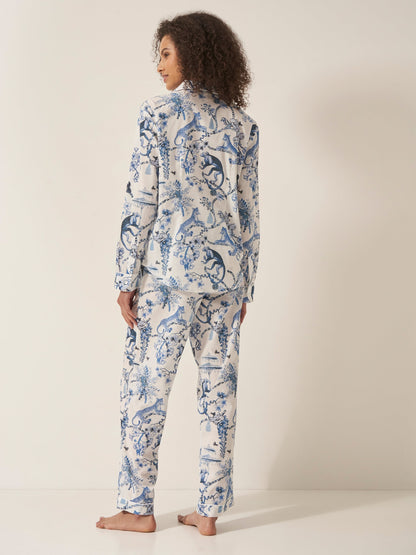 Chinoiserie Whimsy Women’s Pyjama Trouser Set | Organic Cotton Long Sleeve PJs | Elegant Artistic Print Sleepwear for Her