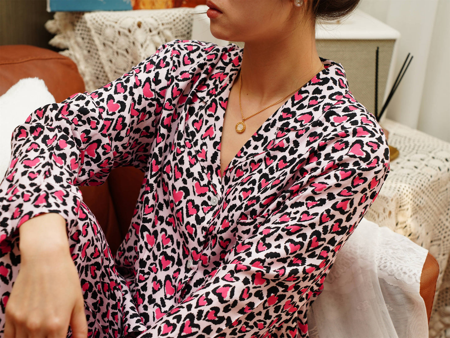 Pink Leopard Print Long Pyjama Set, Bride And Bridesmaids Pajama, Pajama For Women , Personalized Gift For Bridesmaids