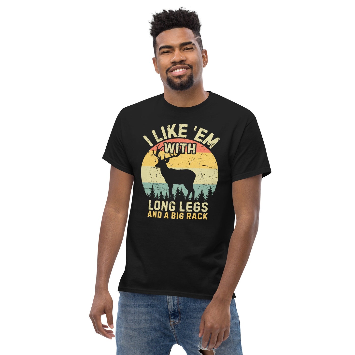 Hunting shirt for men, hunting t-shirt, funny hunting gift, deer shirt, gift for hunter I Like 'Em With Long Legs And A Big Rack hunting dad