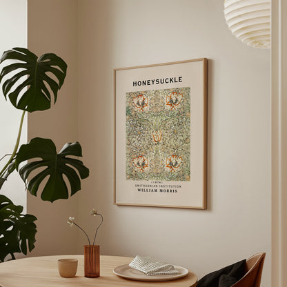 William Morris Print - Honeysuckle Botanical Wall Art: Cream Poster with Floral Print, Gallery wall, Ideal Flower Poster Gift for Her