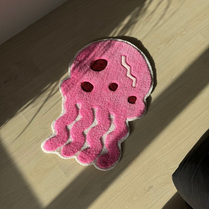 3D Pink Jellyfish Tufted Rug: Kids Room Decor