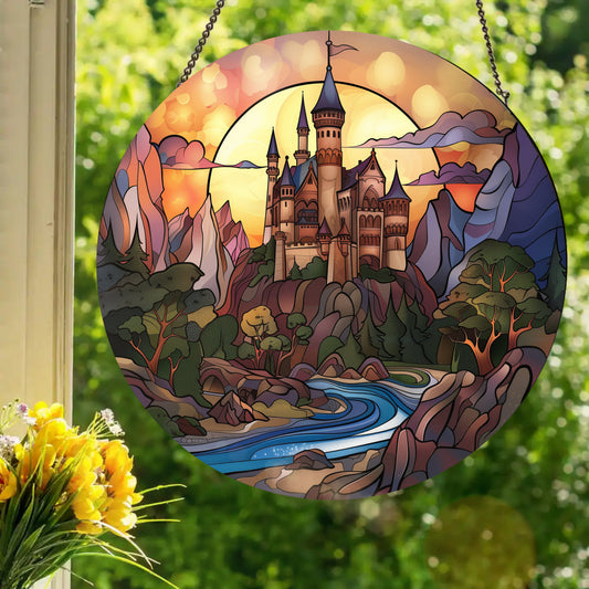 Magical Castle: Stained Glass Style Window Hanging