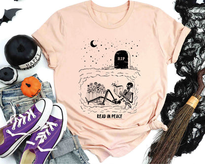 Read In Peace Skeleton Shirt, RIP Funny Skeleton Reading Sweatshirt, Librarian Love Shirt, Skeleton Reading Lover Tee, Funny Book Lover Tee