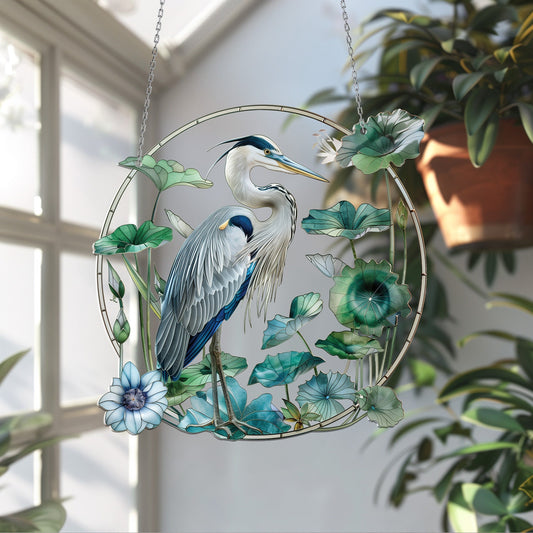 Herons Bird Acrylic Window Hanging, Herons Bird Window Decor For Home, Wall Art Decoration, Herons Lovers Gift, Gift For Dad, Christmas Gift