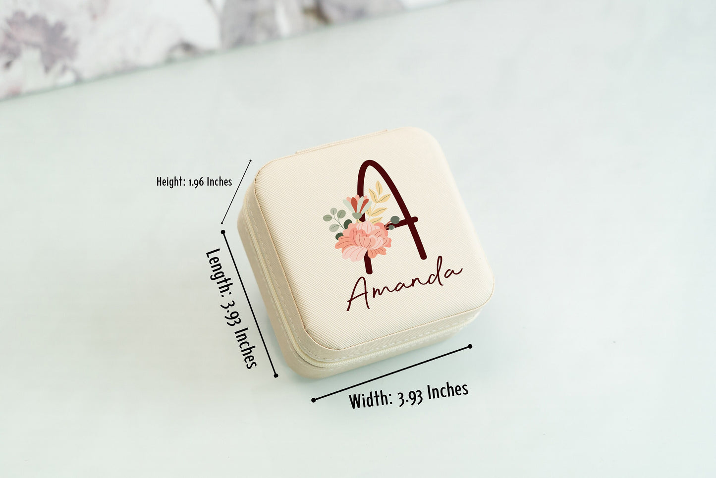 Colorful Initial and Name Gift Set, Canvas Name Tote, Personalized Frosted Glass Tumbler, Vegan Square Jewelry Box, Bridesmaid Gift Sets