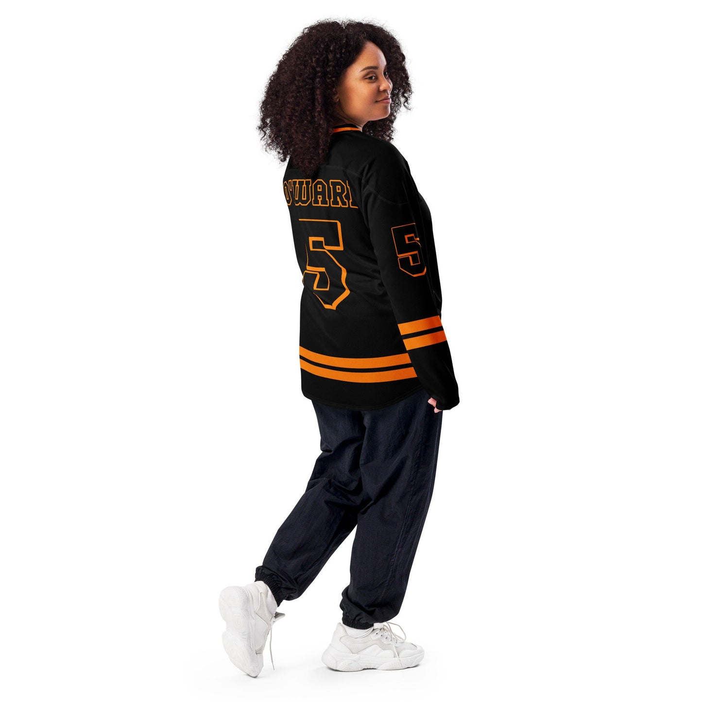 #5 IndyCar Hockey Jersey: Black and Orange Indycar Racing, Racing Fan Apparel
