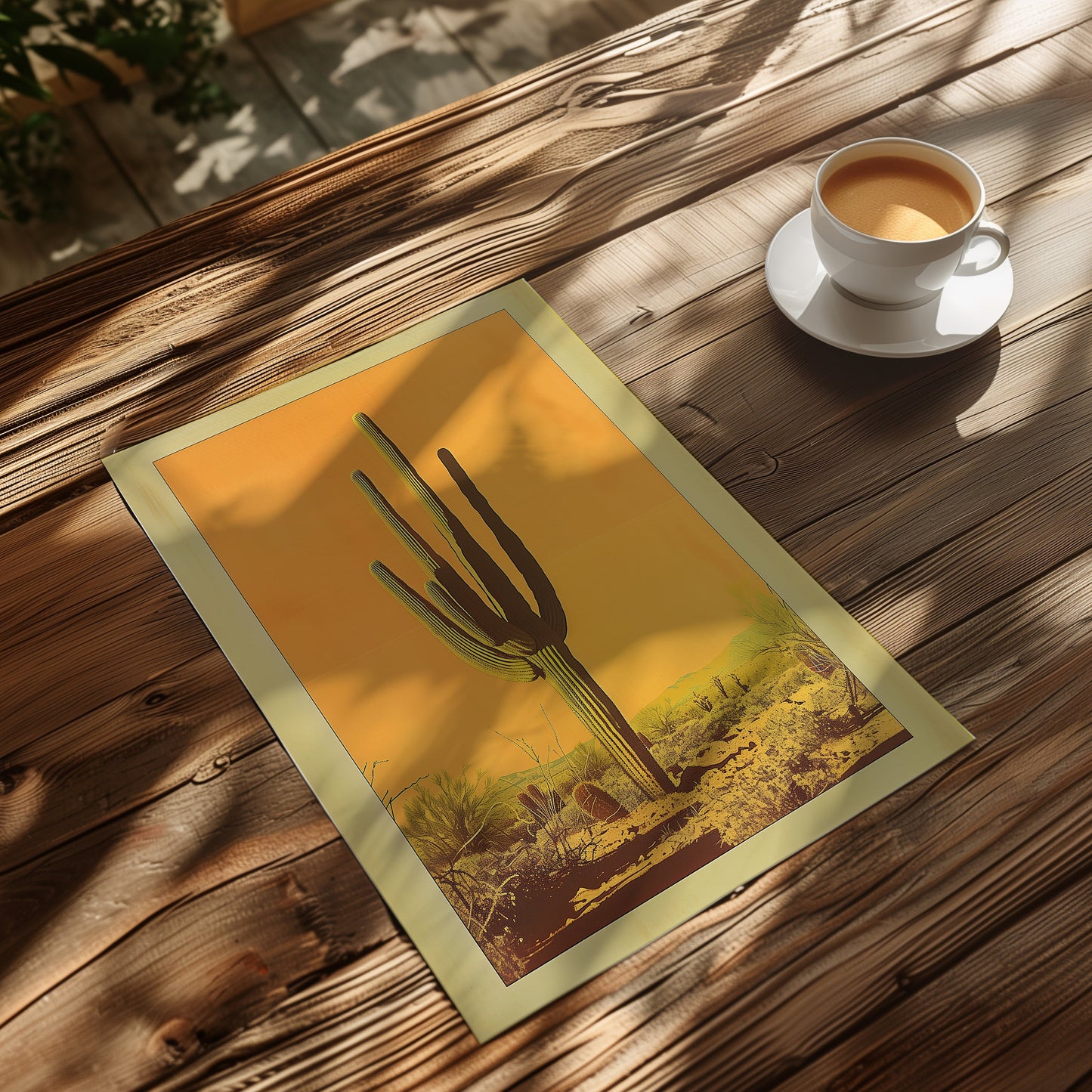 Vintage Saguaro Cactus Print, The Sonoran Desert Print Retro Outdoors Poster, Arizona Cabin Cottage Wall Art, Botanical Cacti Desert Art