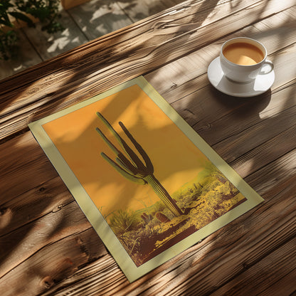 Vintage Saguaro Cactus Print, The Sonoran Desert Print Retro Outdoors Poster, Arizona Cabin Cottage Wall Art, Botanical Cacti Desert Art