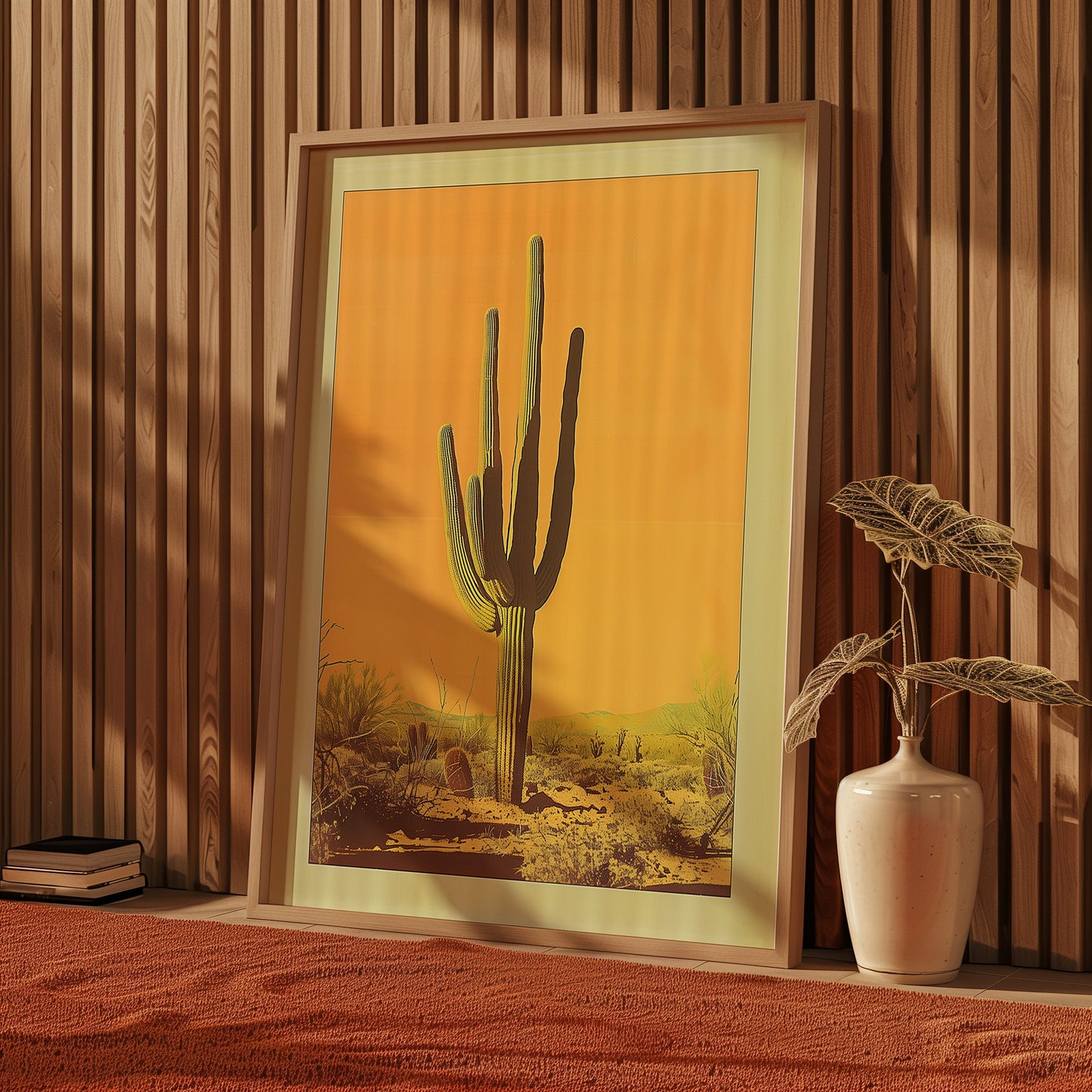 Vintage Saguaro Cactus Print, The Sonoran Desert Print Retro Outdoors Poster, Arizona Cabin Cottage Wall Art, Botanical Cacti Desert Art
