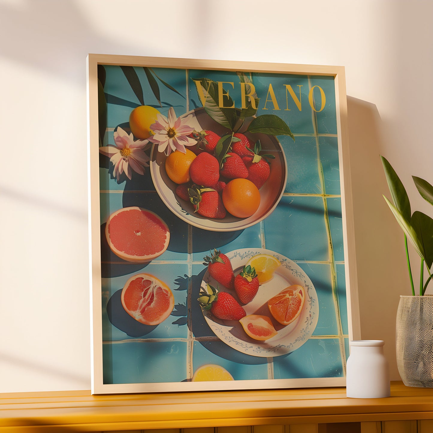 Vintage Verano Poster Print for Kitchen Summer Beach House Poster Retro Wall Art Psychedelic Trippy Illustration