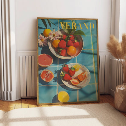 Vintage Verano Poster Print for Kitchen Summer Beach House Poster Retro Wall Art Psychedelic Trippy Illustration