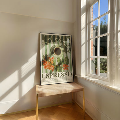 Espresso Coffee Print, Retro Vintage Kitchen Poster, Italian Coffee Art, Aesthetic Coffee Poster, Coffee Cup On Table, Cafe Art, 70s 80s 90s